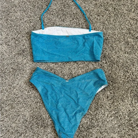 Victoria's Secret “Pink”Sparkling Blue Swim Suit and Skirt Set - Picture 4 of 6